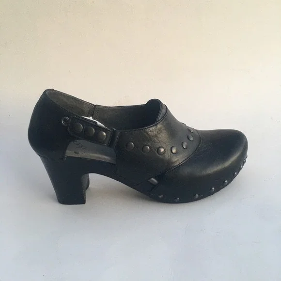 DANSKO Ryder Leather Studded Clog Block Heel Women EU 38 US 7.5 Black Adjustable - Picture 7 of 16